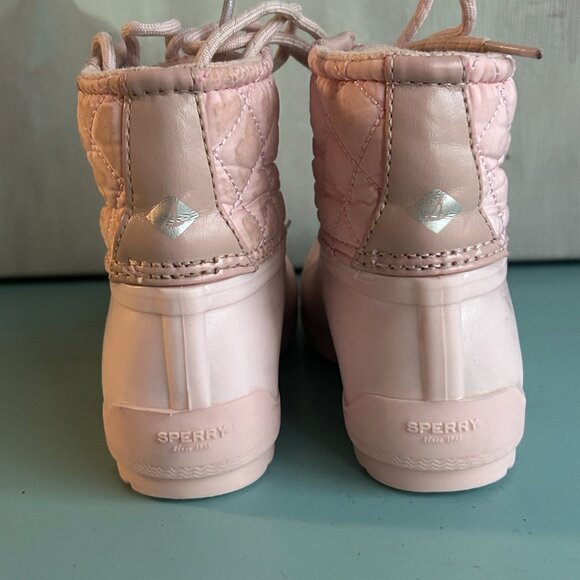 Sperry Toddler Girls Port Duck Boots Pink Rain Boots Size 10 Snow Boots Mud Boot - Picture 10 of 13
